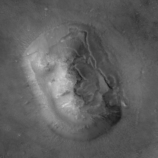 MGS view of the 'Face on Mars' mesa, MOC image E03-00824, 8 April 2001